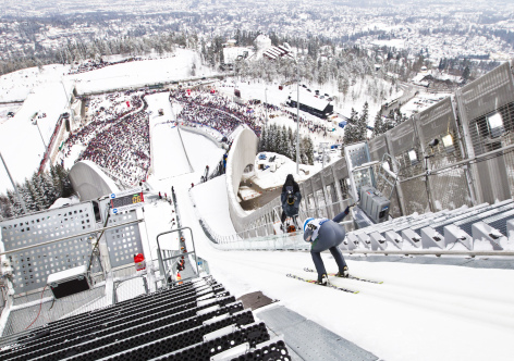 This photo taken on March 17, 2013, shows Norwegian Gyda Enger during FIS World Cup women`s ski jumping competition in Holmenkollen skiing venue during in Oslo. Norway submitted its bid for the 2022 Winter Olympics, where Holmenkollen is expected to be one of the main venues. AFP Photo /NTB scanpix / Vegard Grott / NORWAY OUT        (Photo credit should read VEGARD GROTT/AFP/Getty Images)