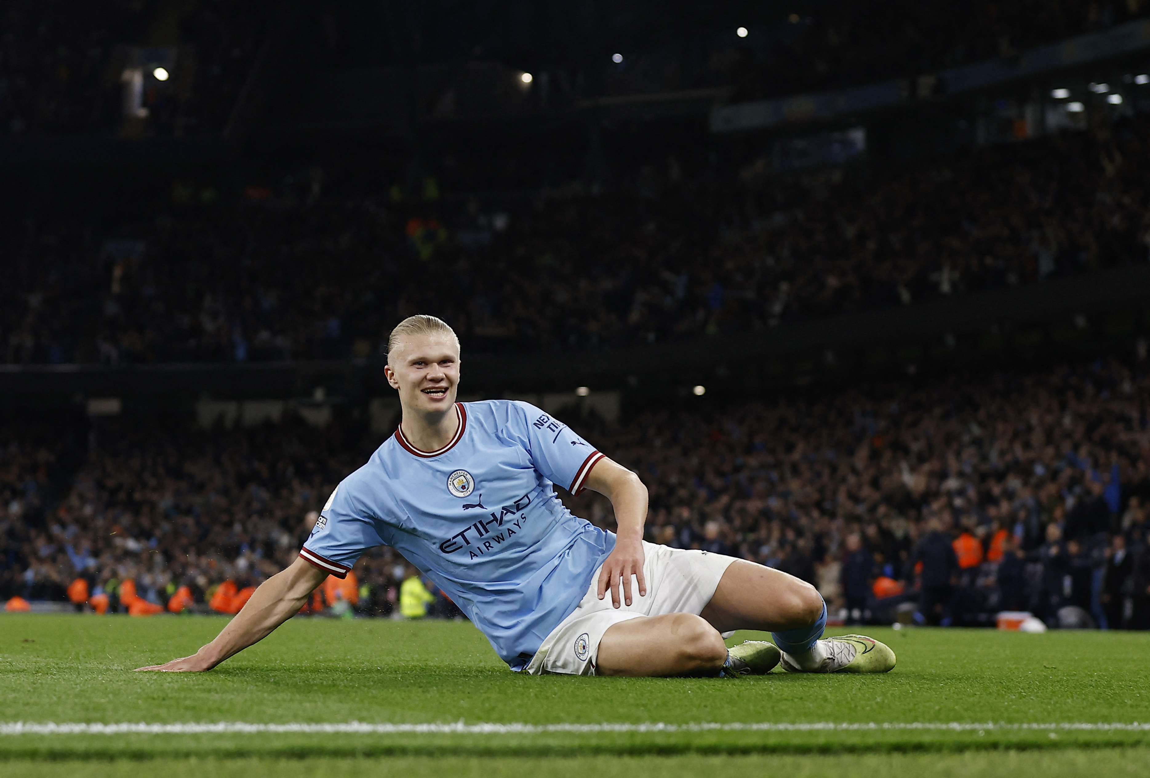 Haaland celebrando su gol ante el West Ham (Reuters/Jason Cairnduff).