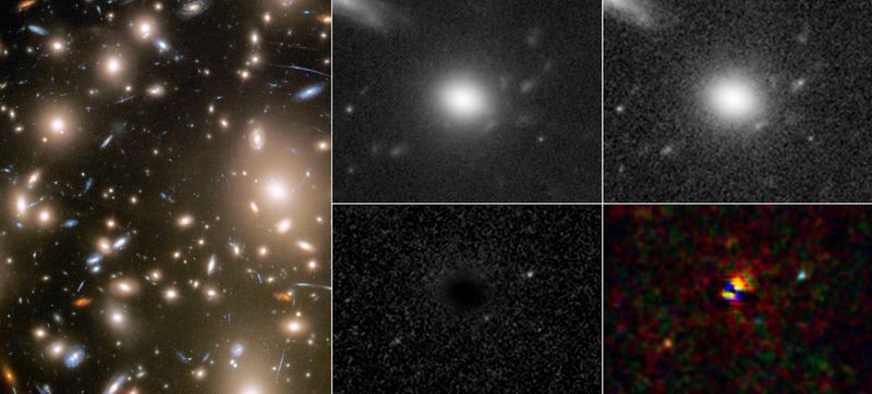 Meses atrás, a través de un fenómeno llamado lente gravitacional, tres momentos diferentes de la explosión de una supernova lejana fueron capturados en una sola instantánea por el telescopio espacial Hubble de la NASA (REUTERS)