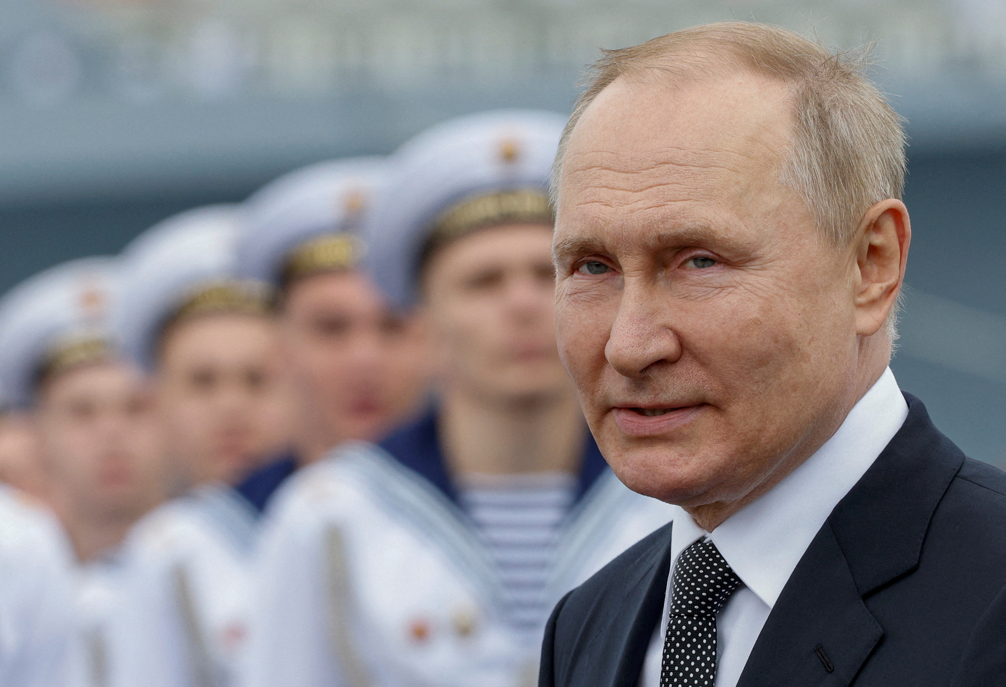 El jefe del régimen ruso, Vladimir Putin, en un acto por el Día de la Armada en San Petersburgo este 31 de julio (Reuters)