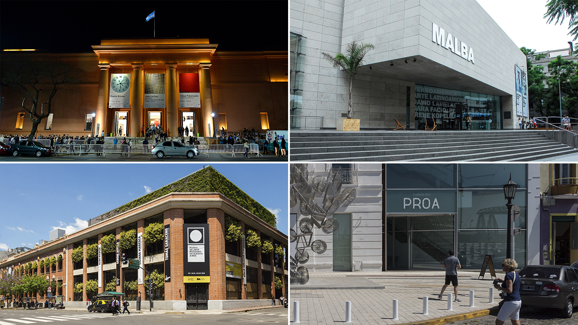 Los museos Nacional de Bellas Artes, Malba, Moderno y Fundación Proa 