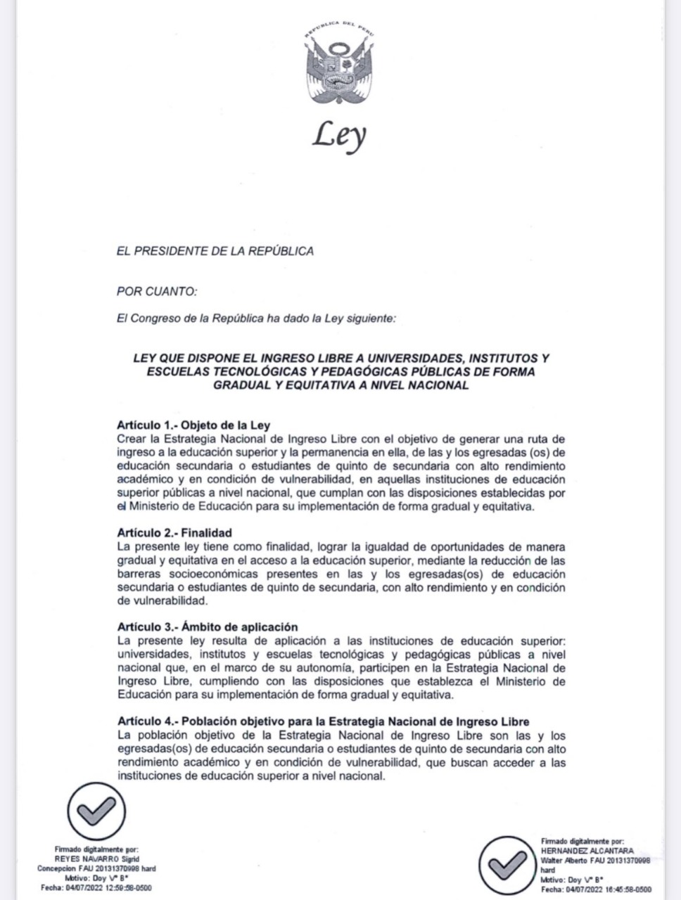 Ejecutivo Envió Al Congreso Proyecto De Ley Que Permite Ingreso Libre A