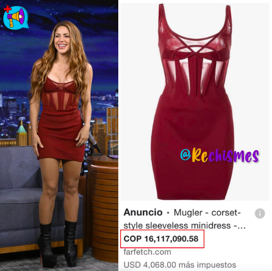 Cuánto cuesta el vestido Mugler que usó Shakira en el Show de Jimmy Fallon?  - Infobae