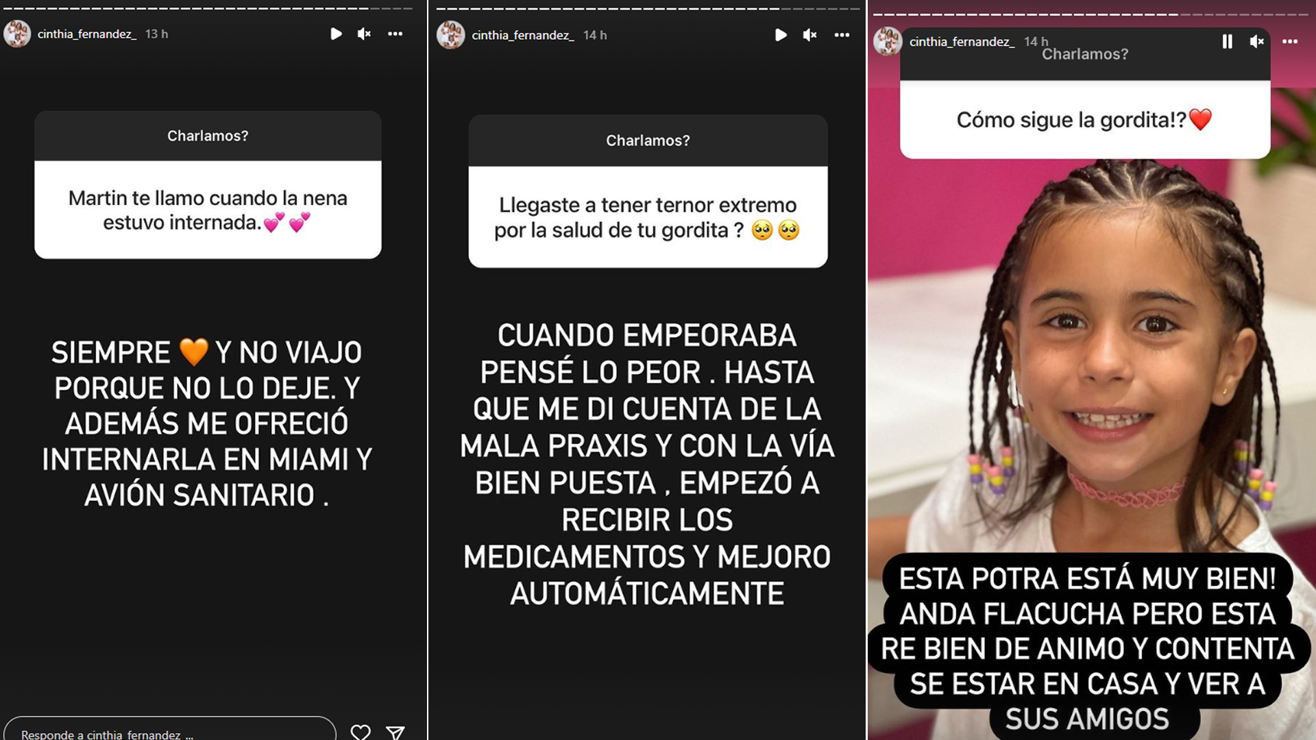 Cinthia Fernández fulminó a Matías Defederico por su rol de padre durante la internación de su hija 3 La panelista contó que su hija Francesca está mucho mejor y le dedicó un especial agradecimiento a Martín Baclini