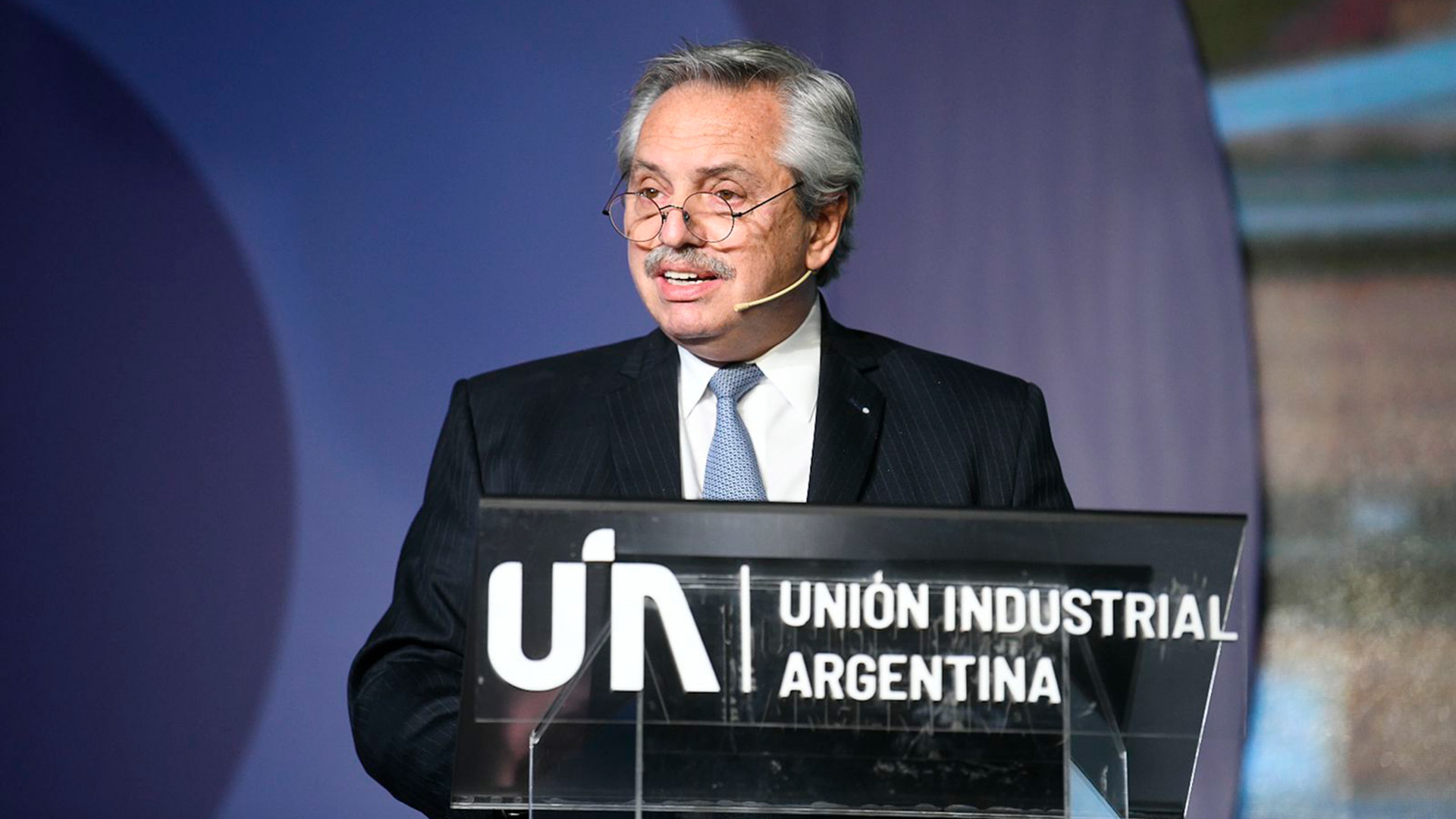 Alberto Fernández durante su discurso en el cierre de la 27° Conferencia de la UIA