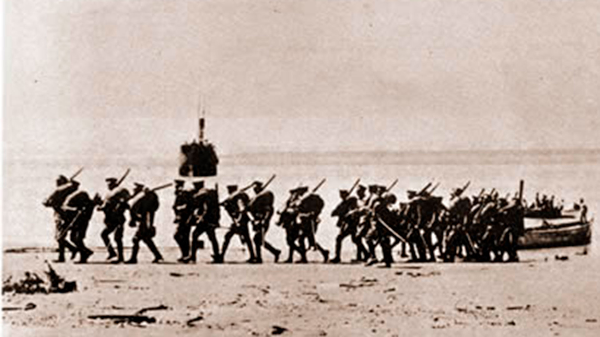 Desembarco de la primera sección del escuadrón en el puerto de San Julián