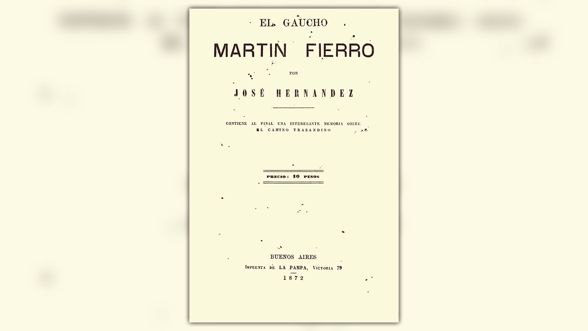 Portada de la primera edición de "Martín Fierro", de José Hernández