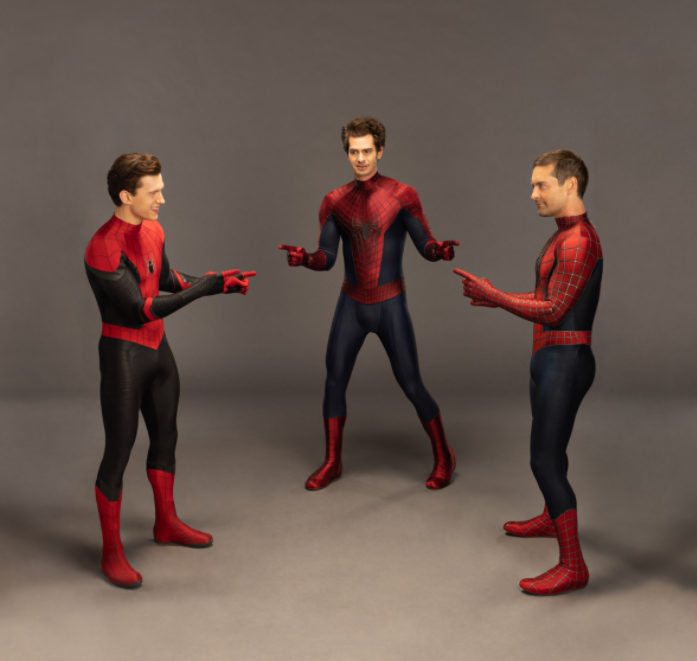 Tom Holland, Tobey Maguire y Andrew Garfield recrean ese meme de Spider-Man Foto: Twitter/@Spiderman
