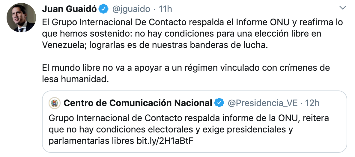 Juan Guaidó Destaca Que El Grupo De Contacto Internacional Acredite Que En Venezuela “no Hay