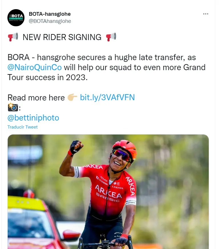 Fake-Tweet über Nairo-Unterzeichnung von Bora Hansgrohe