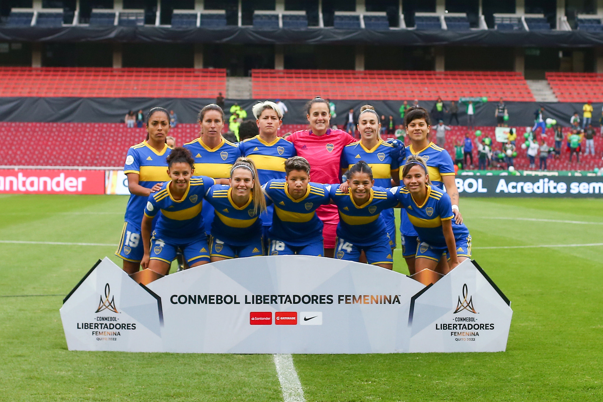 El equipo titular de Boca Juniors que salió al campo de juego a disputar la semifinal de la Copa Libertadores femenina ante Deportivo Cali (Twitter) 