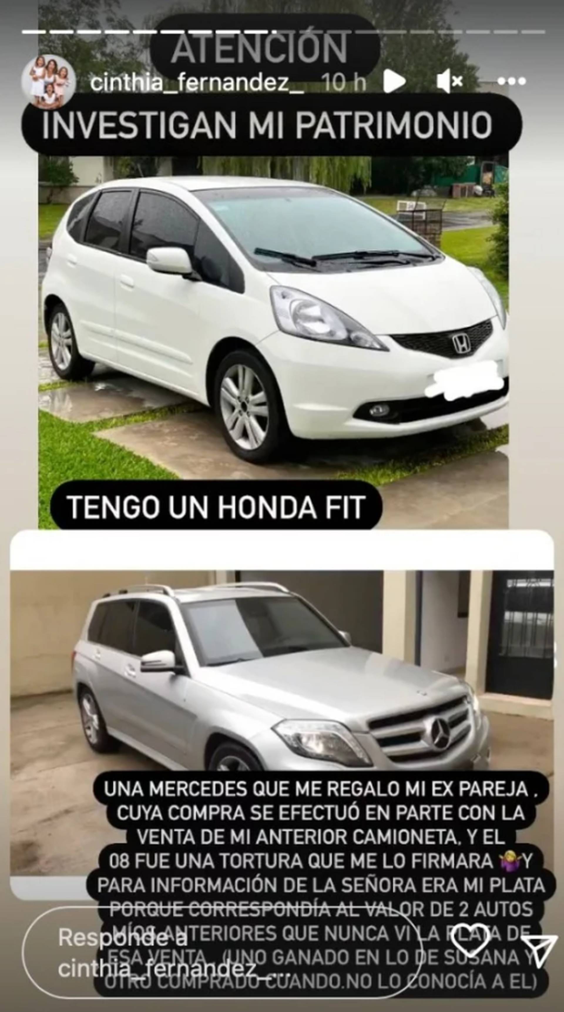 Los posteos de Cinthia Fernández para responder a las acusaciones de Matías Defederico (Foto: Instagram)