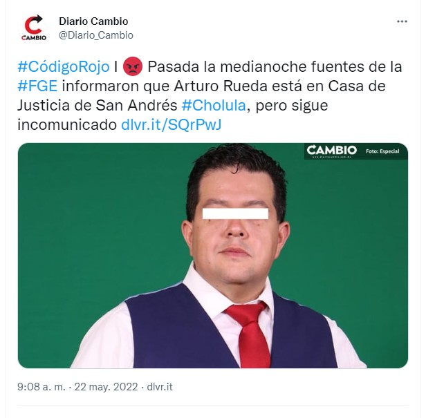 El medio Diario Cambio señaló que el empresario editorial se encontraba incomunicado en la Casa de Justicia de San Andrés Cholula (Foto: Twitter@Diario_Cambio)