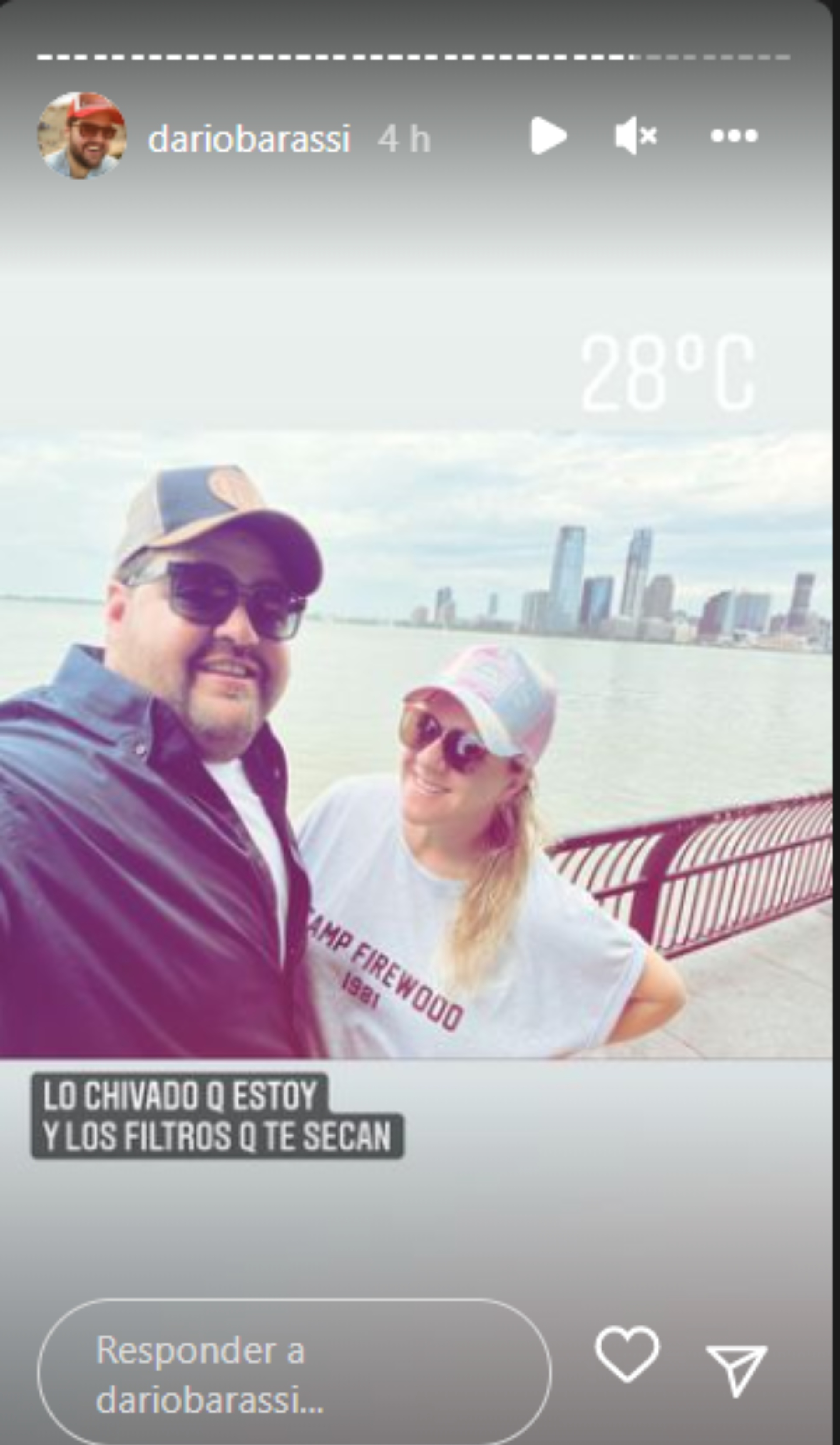 Darío Barassi junto a su esposa, disfrutando de Nueva York