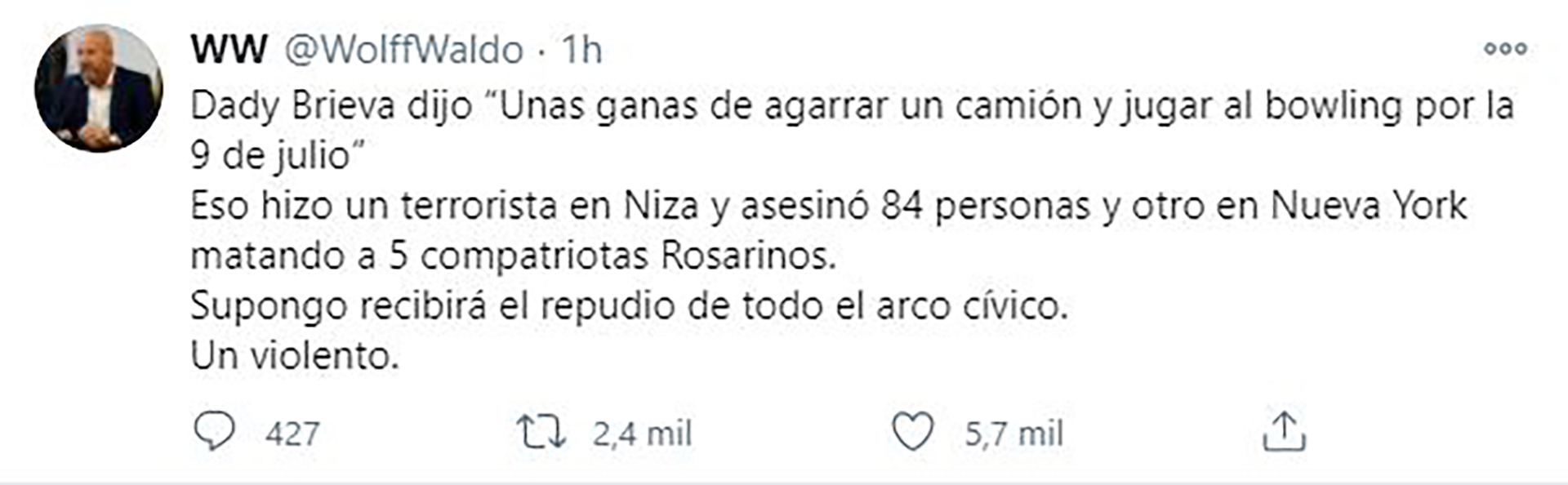 Waldo Wolff hizo mención a atentados terroristas similares al que nombró el humorista