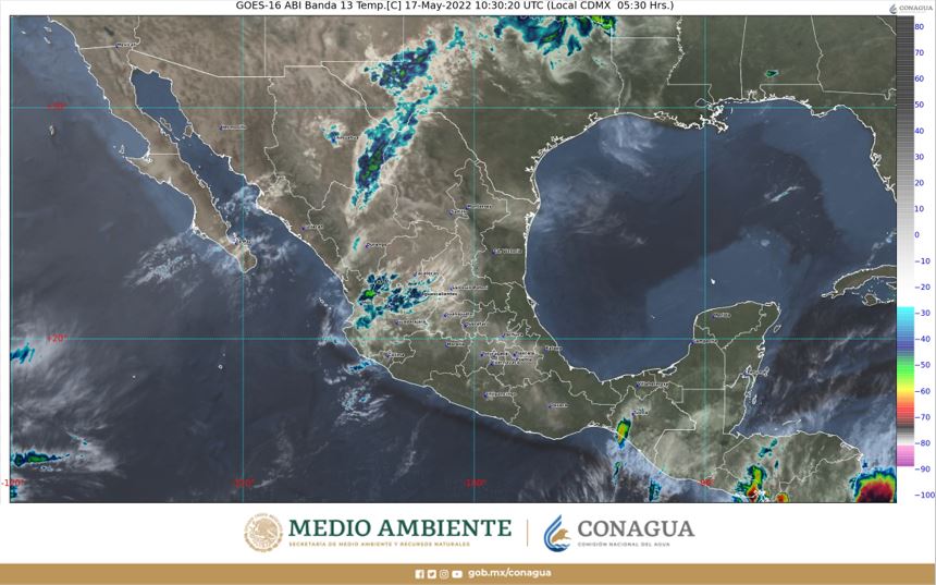 Clima en México para el 17 de mayo de 2022. Foto: @conagua_clima
