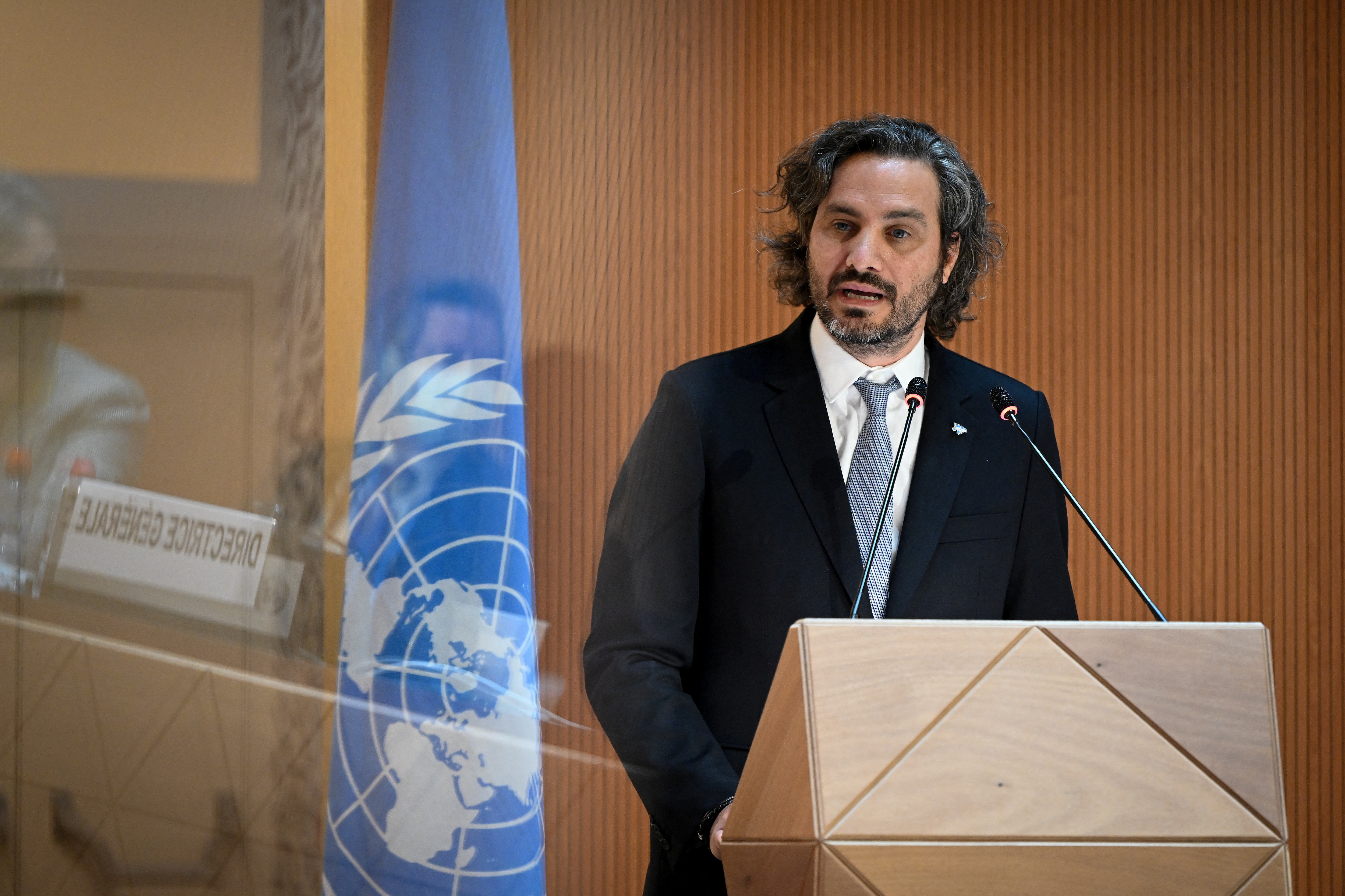 Santiago Cafiero durante su participación en la ONU (Fabrice Coffrini/Pool via REUTERS)