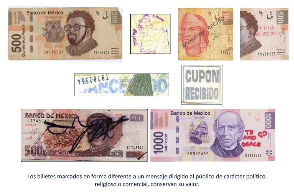 Billetes rayados. (Foto: Banxico)