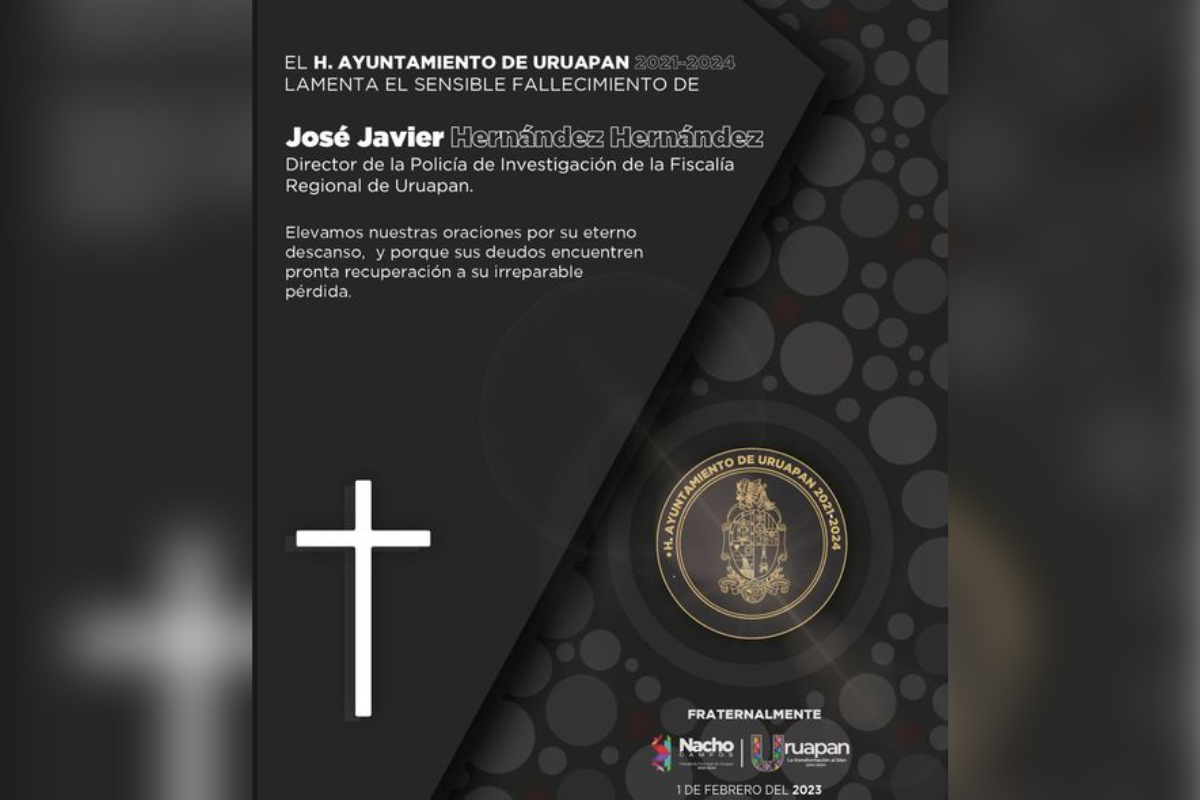 El Ayuntamiento de Uruapan lamentó el deceso de Javier Hernández Hernández (Foto: Ayuntamiento de Uruapan)