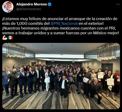 Alejandro Moreno celebró encuentro con migrantes mexicanos en EEUU (Twitter/@alitomorenoc)