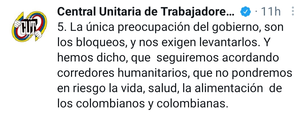 The president ordered the deployment of the public force to unblock the roads immobilized for 21 days.  Photo: Twitter