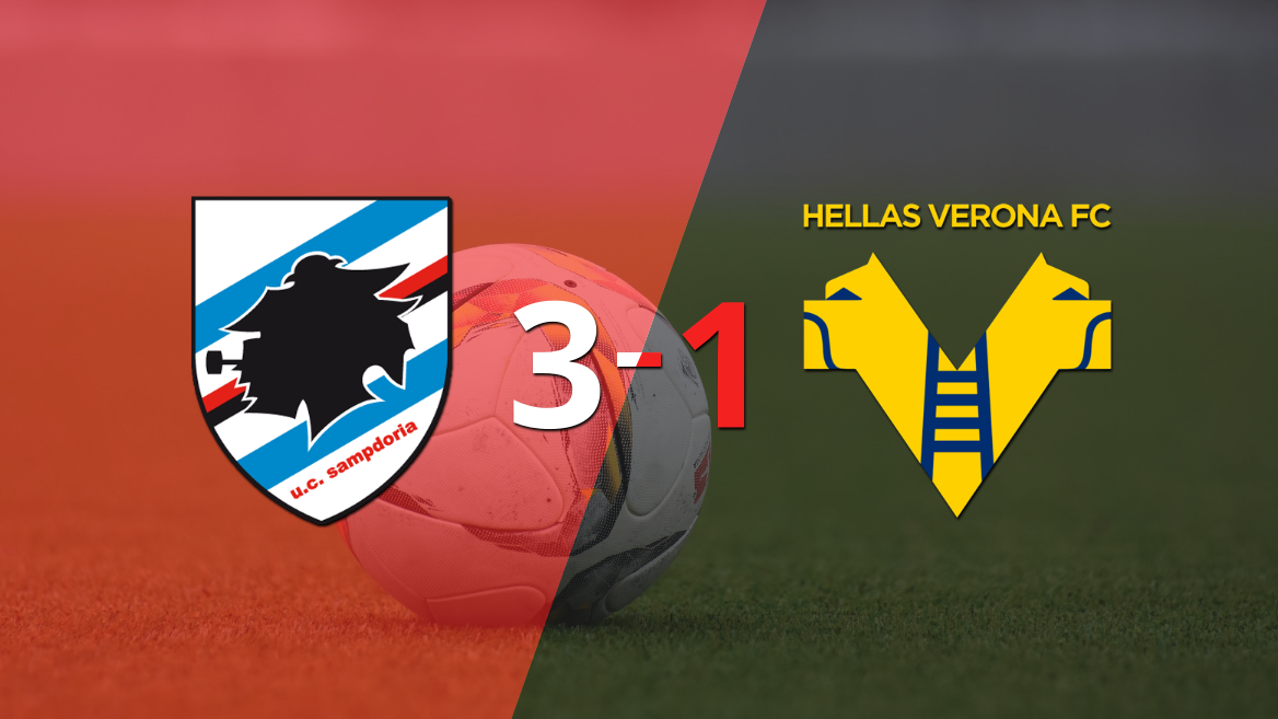Manolo Gabbiadini ayudó con doblete a Sampdoria en victoria frente a Hellas Verona