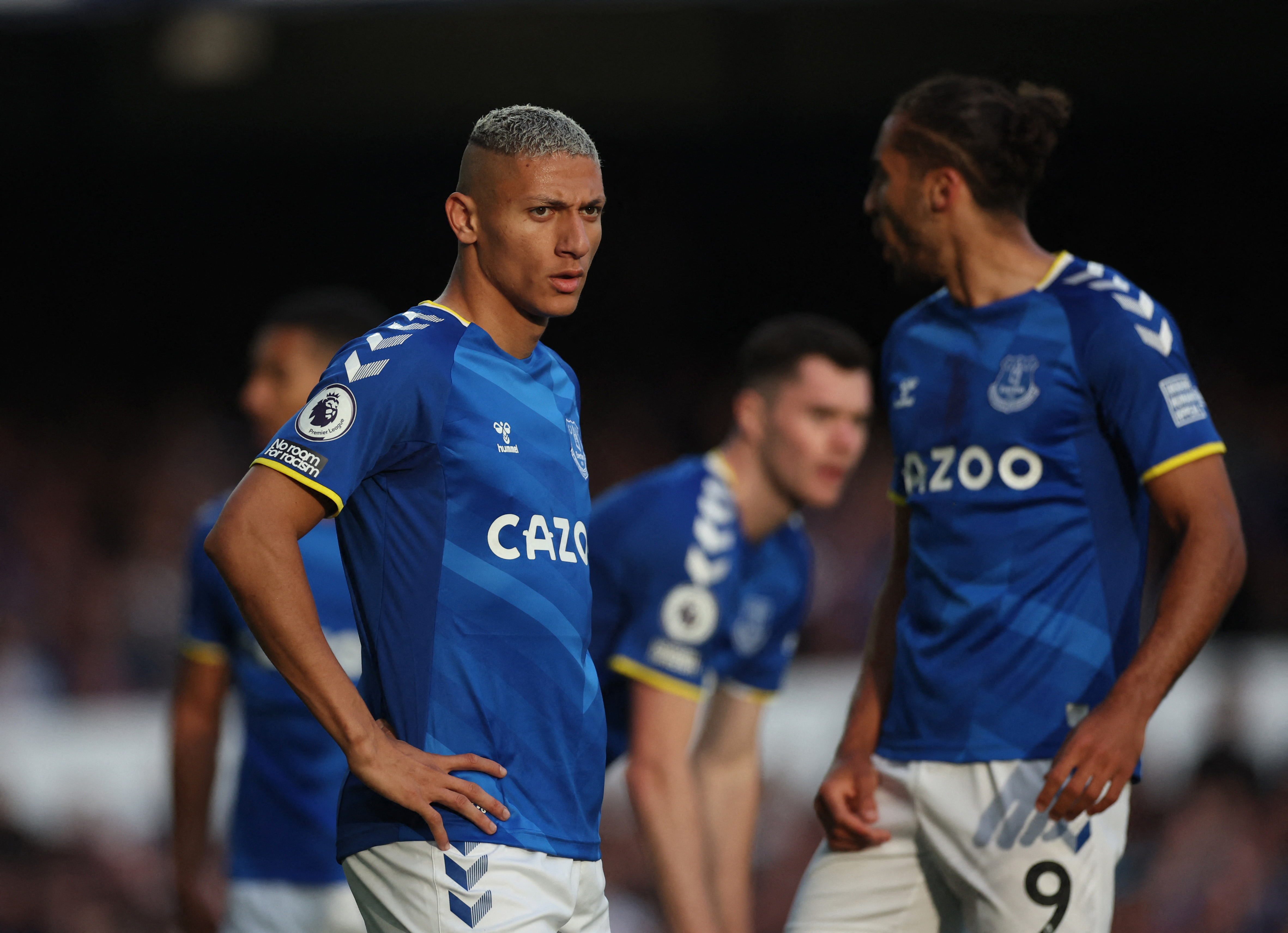 Soccer Football - Premier League - Everton v Crystal Palace - Goodison Park, Liverpool, Britain - May 19, 2022 Everton's Richarlison looks on during the match Action Images via Reuters/Carl Recine EDITORIAL USE ONLY. No use with unauthorized audio, video, data, fixture lists, club/league logos or 'live' services. Online in-match use limited to 75 images, no video emulation. No use in betting, games or single club /league/player publications.  Please contact your account representative for further details.