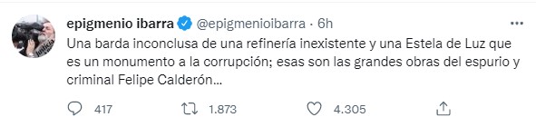 Epigmenio Ibarra calificó a Calderón Hinojosa de “falso y criminal” (Foto: Twitter/@epigmenioibarra)