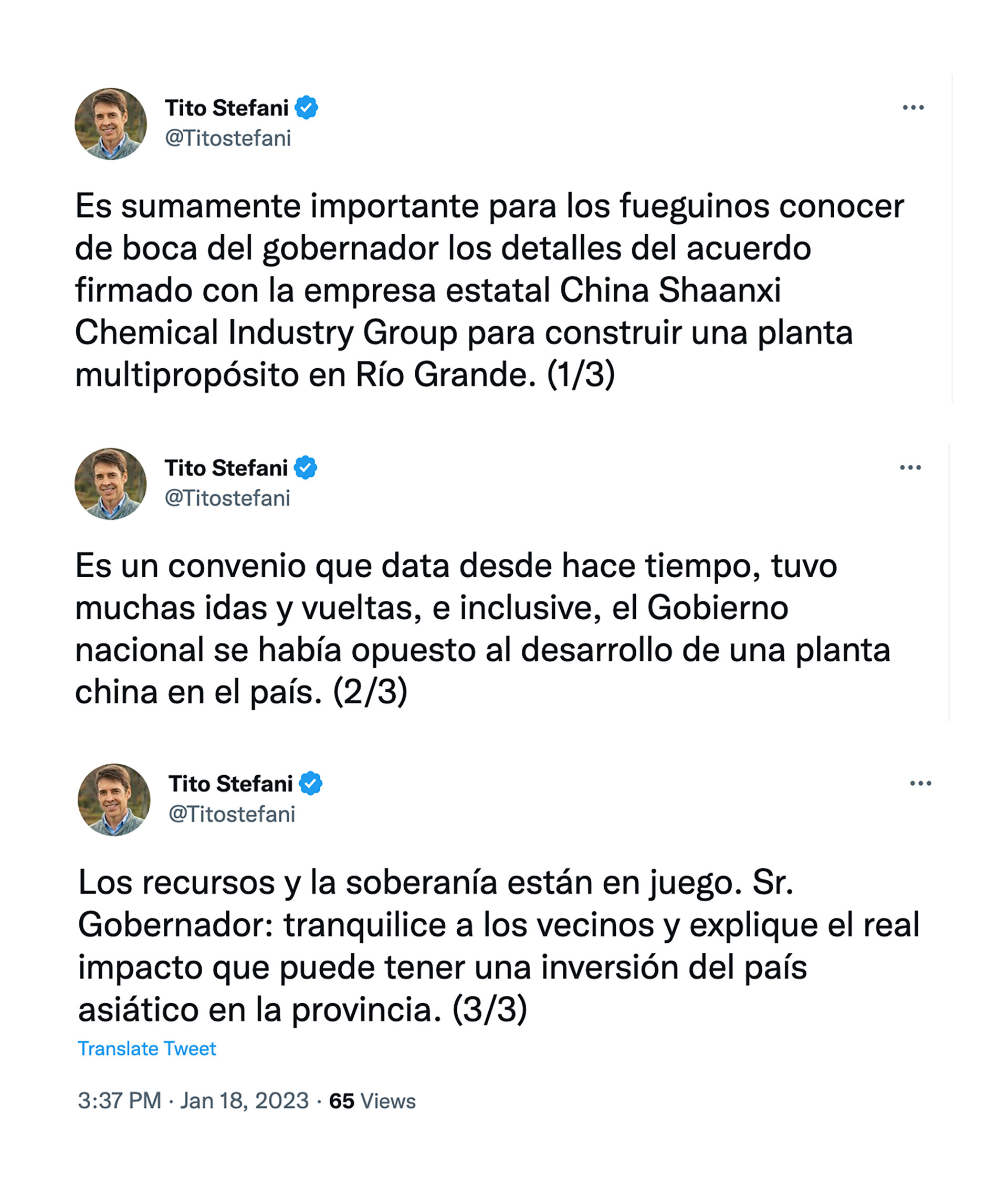 El pedido del diputado Stefani al gobernador Gustavo Melella 
