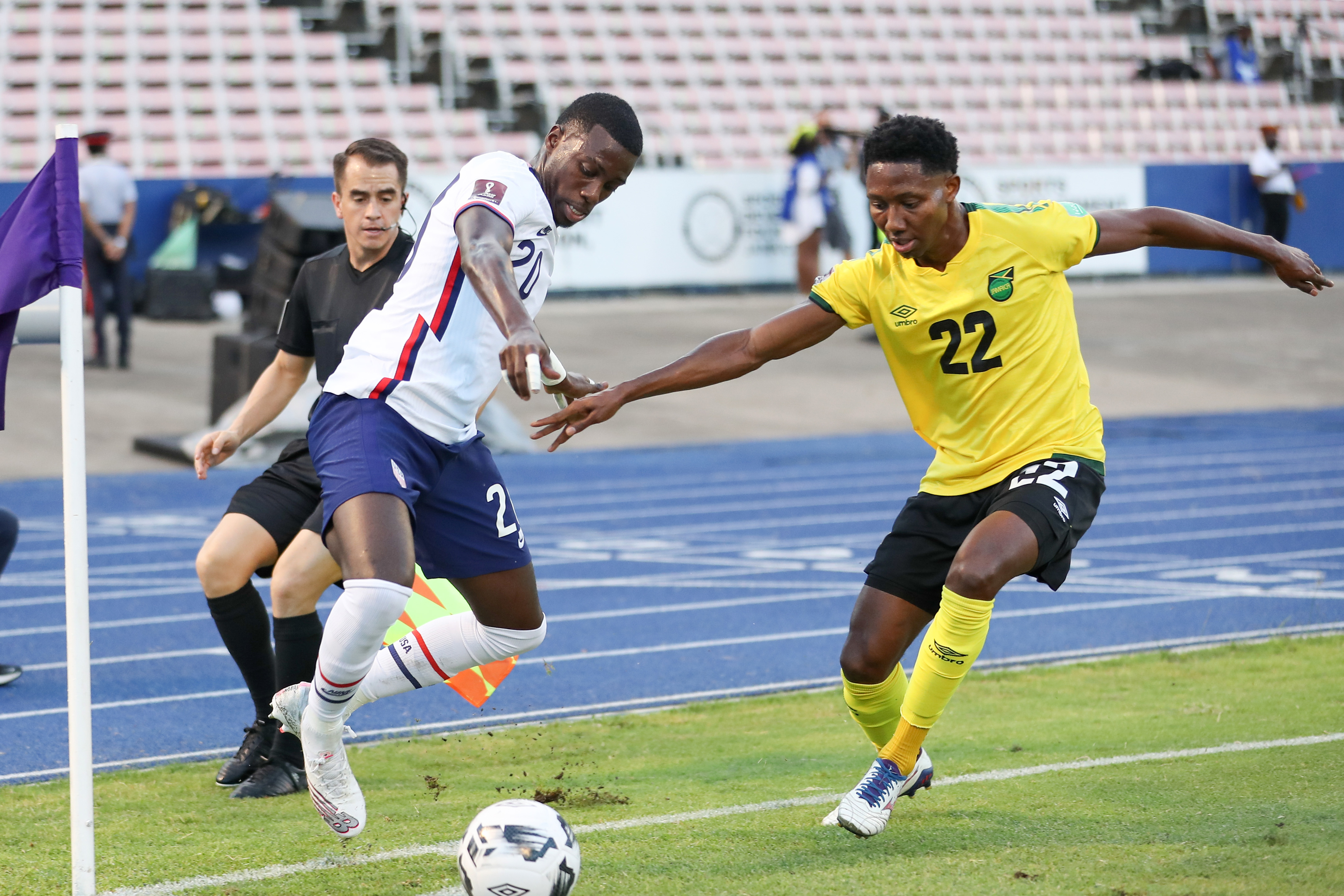 Con goles de Michail Antonio (Jamaica) y Timothy Weah (EEUU) el encuentro quedó igualado a una anotación (Foto: REUTERS/Gilbert Bellamy)