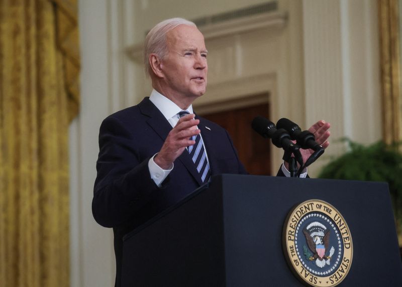 El presidente de Estados Unidos, Joe Biden, habla sobre el ataque ruso sobre Ucrania, en la Casa Blanca, Washington, EEUU (REUTERS/Leah Millis)
