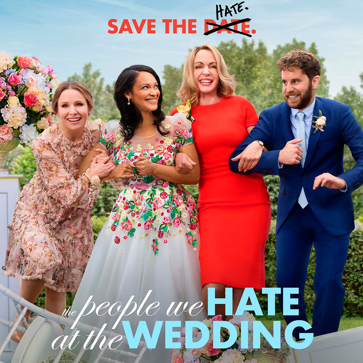 Kristen Bell, Allison Janney, Tony Goldwyn y Dustin Milligan son los actores principales de "The People We Hate at The Wedding". (Prime Video)
