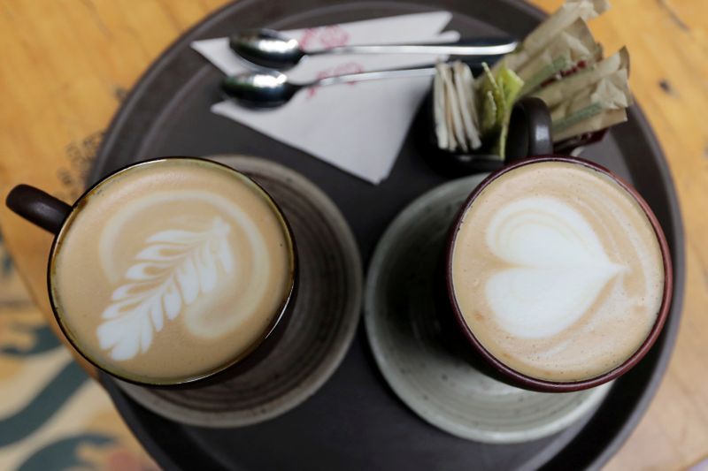 Illustrative file photo of a cup of coffee with a heart in a store in Bogotá.  June 5, 2019. REUTERS/Luisa Gonzalez