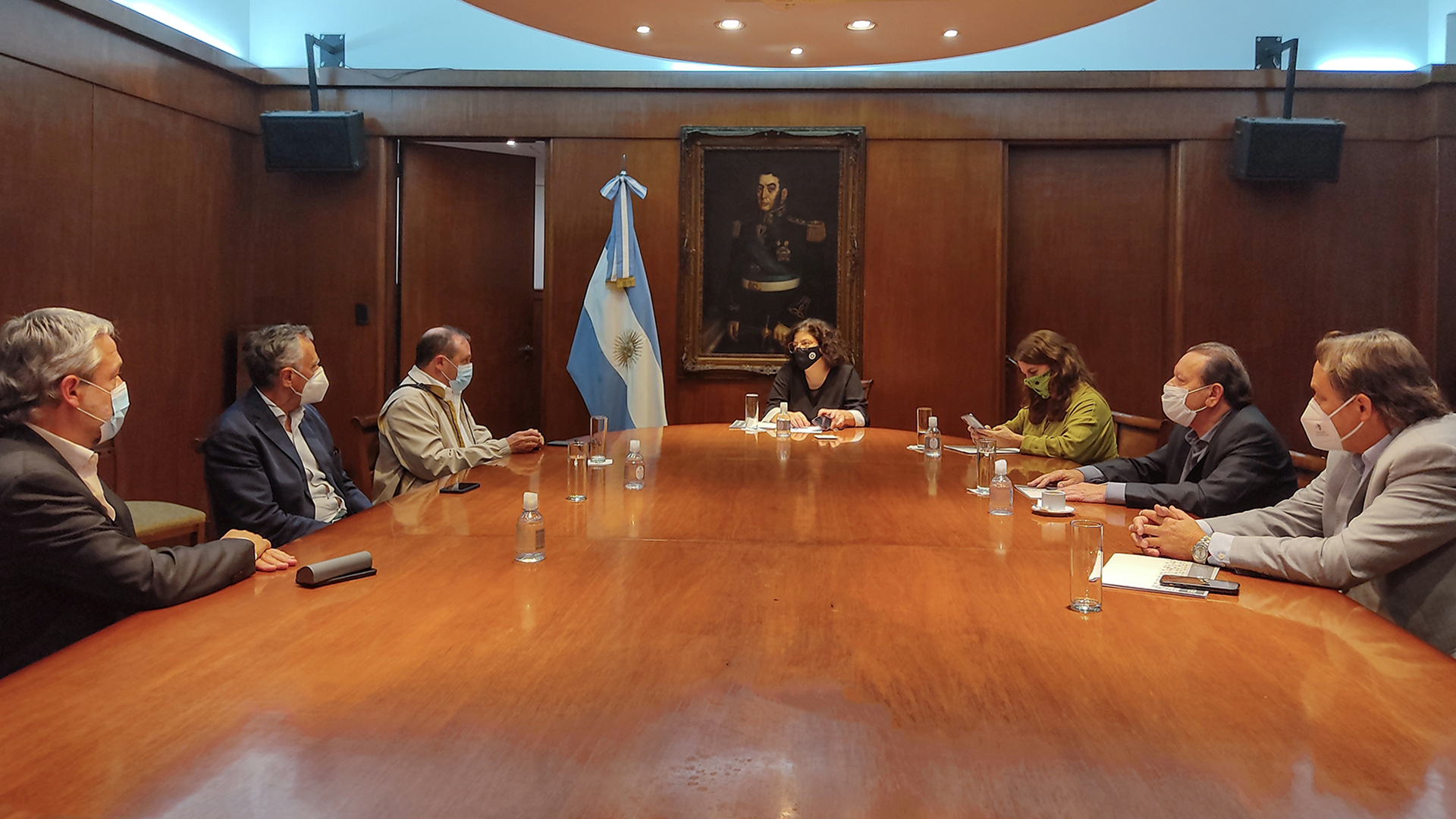 Los dirigentes de la FAPS, reunidos con la ministra Carla Vizzotti, en 2020