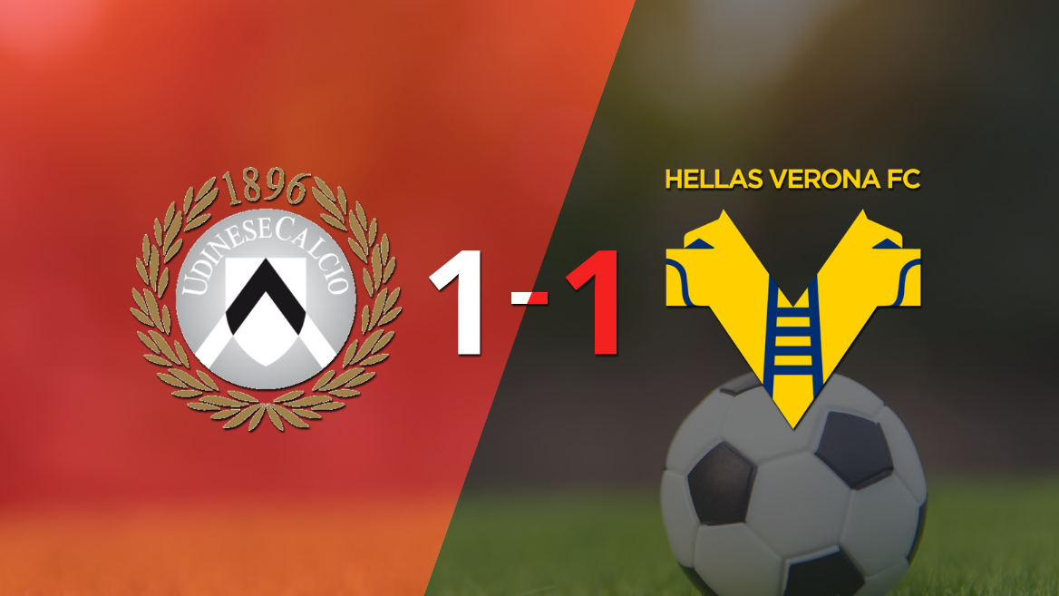 Udinese y Hellas Verona se reparten los puntos y empatan 1-1