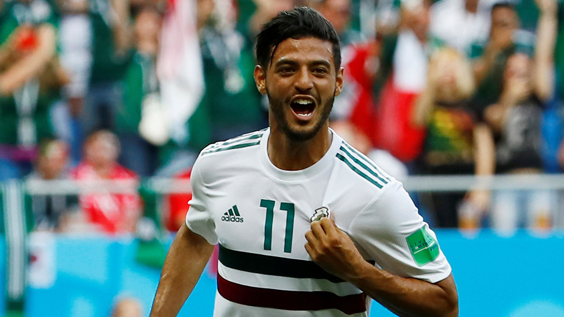 Soccer Football - World Cup - Group F - South Korea vs Mexico - Rostov Arena, Rostov-on-Don, Russia - June 23, 2018   Mexico's Carlos Vela celebrates scoring their first goal         REUTERS/Jason Cairnduff