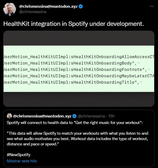 Chris Messina afirma que Spotify presentaría playlists basadas en datos sobre la salud de los usuarios. (Captura)