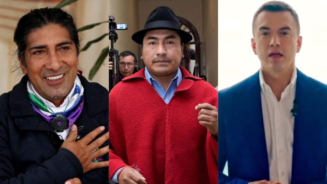 Yaku Pérez, Leonidas Iza, Daniel Noboa ya cuentan con respaldo partidario para sus candidaturas.