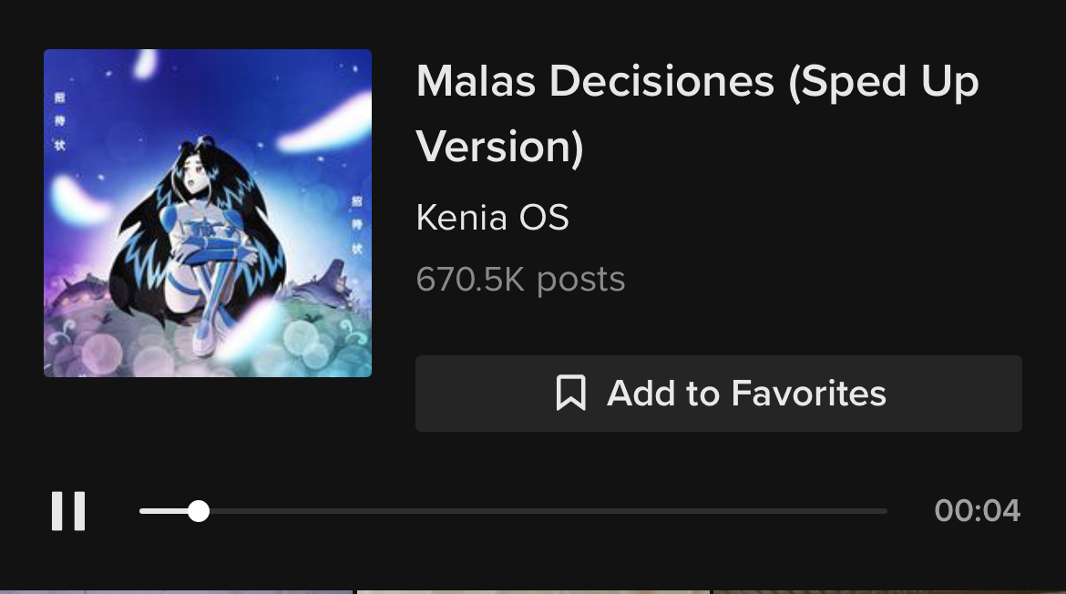 Cantidad de videos que utiliza el audio Malas Decisiones de Kenia Os Foto: Screenshot TikTok
