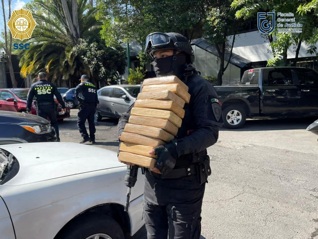 Drug packages marked with the Tesla logo in Mexico City (SSC/Handout via REUTERS)