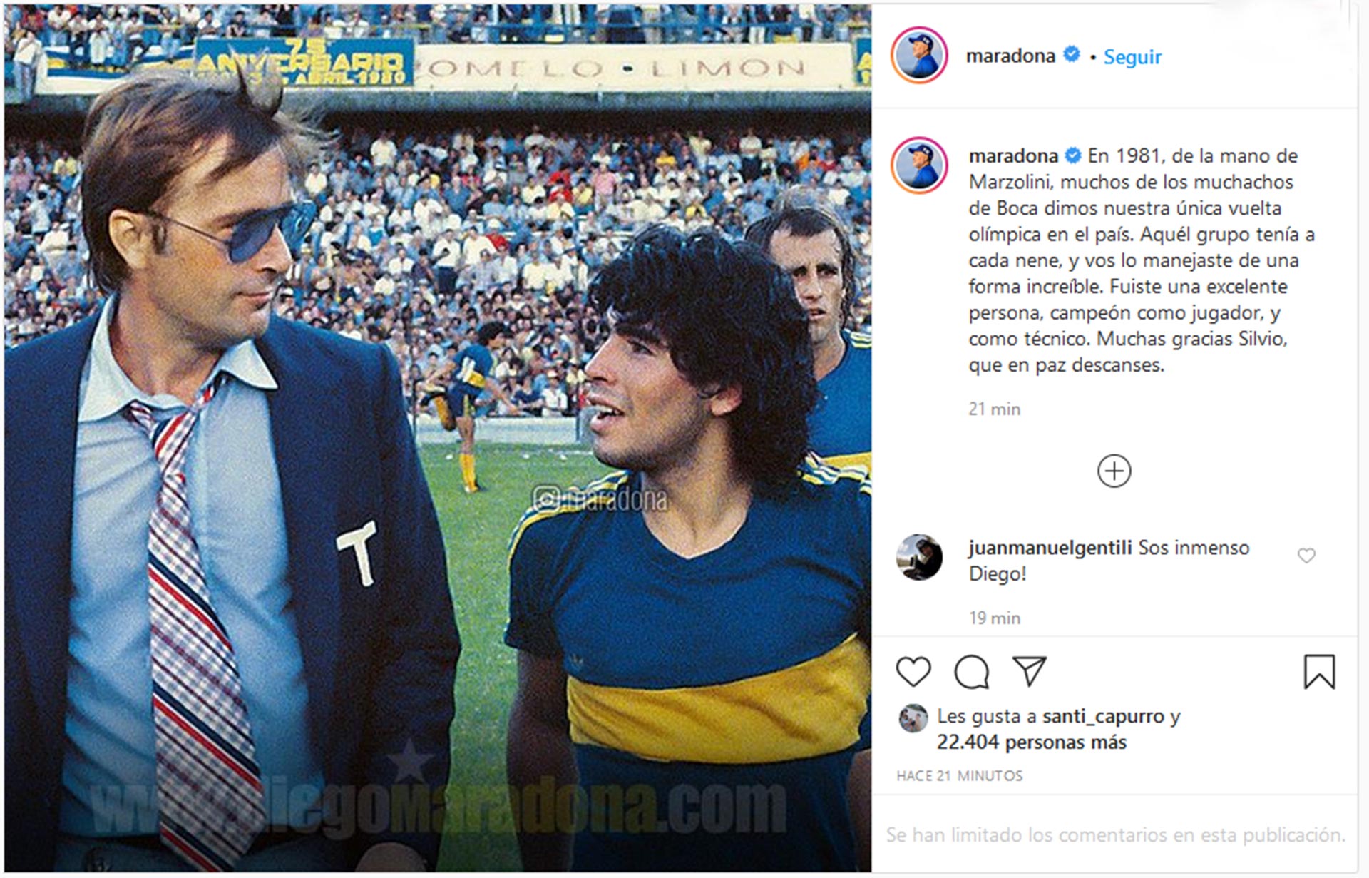 Las palabras de Diego Armando Maradona