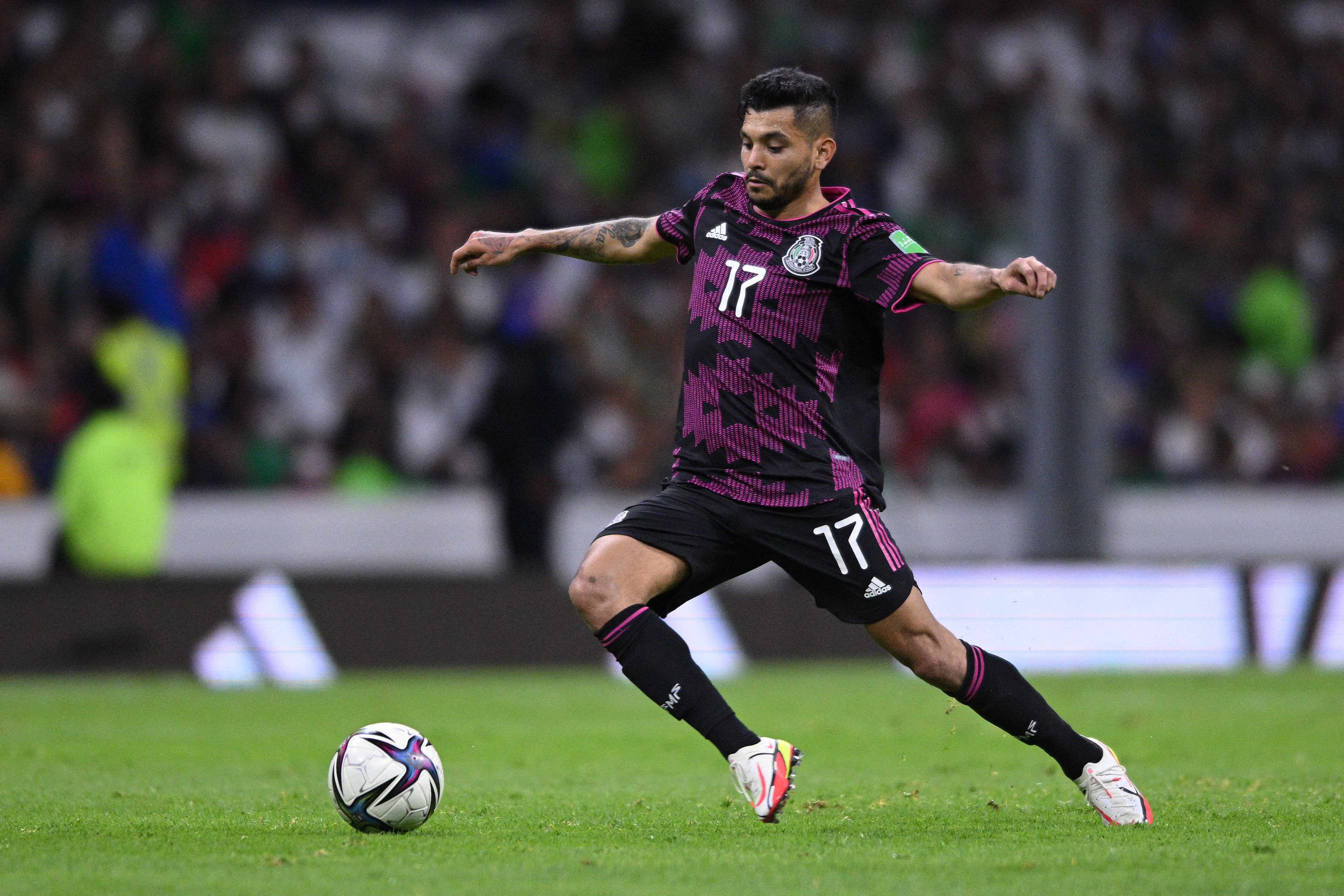 Jesus 'Tecatito' Corona en juego con la Selección Mexicana durante el torner clasificatoria a Qatar 2022 de Concacaf. Foto: Orlando Ramirez-USA TODAY Sports