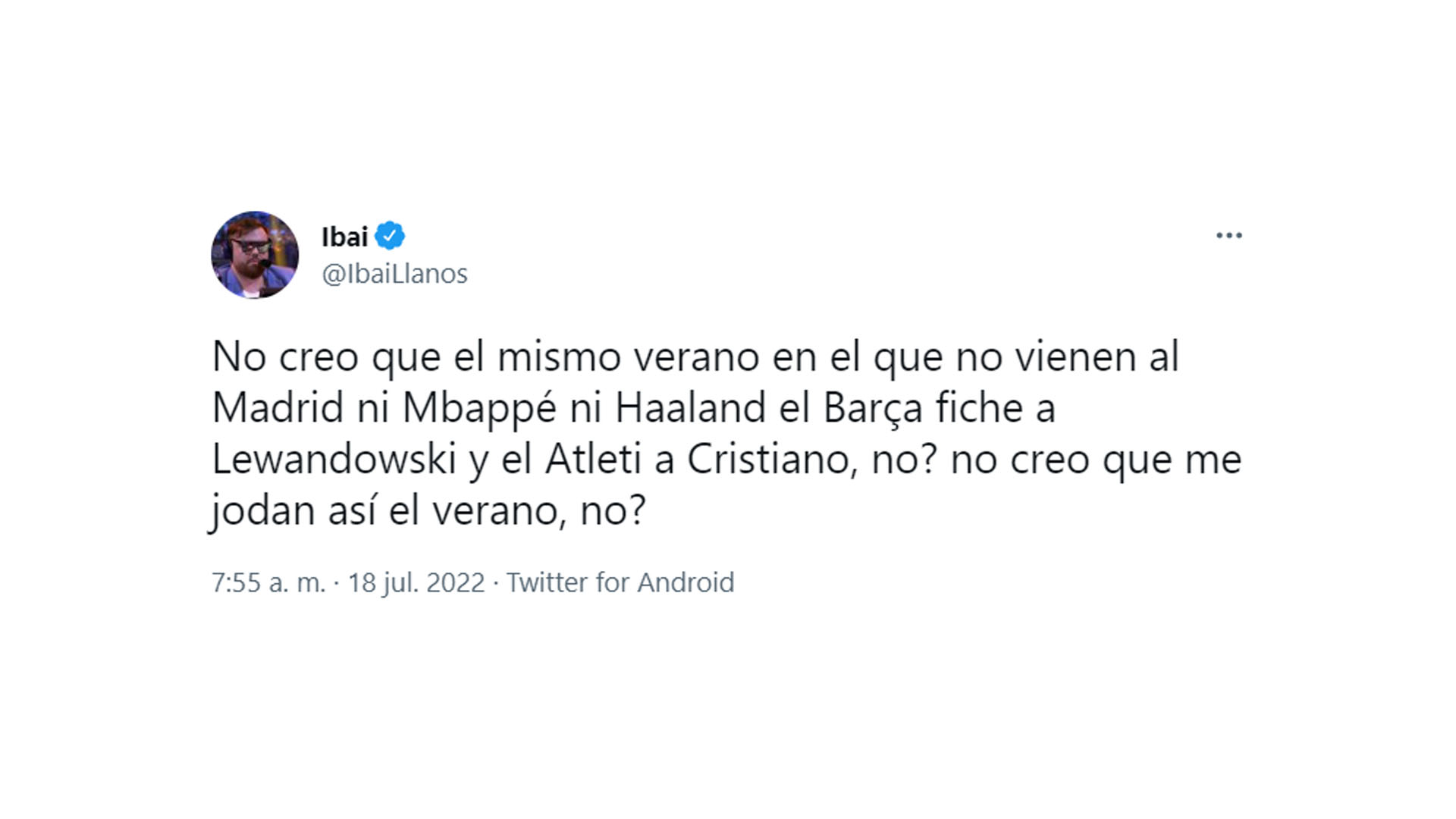 El comentario de Ibai sobre los rumores que vincularon a Cristiano Ronaldo con el Atlético de Madrid
