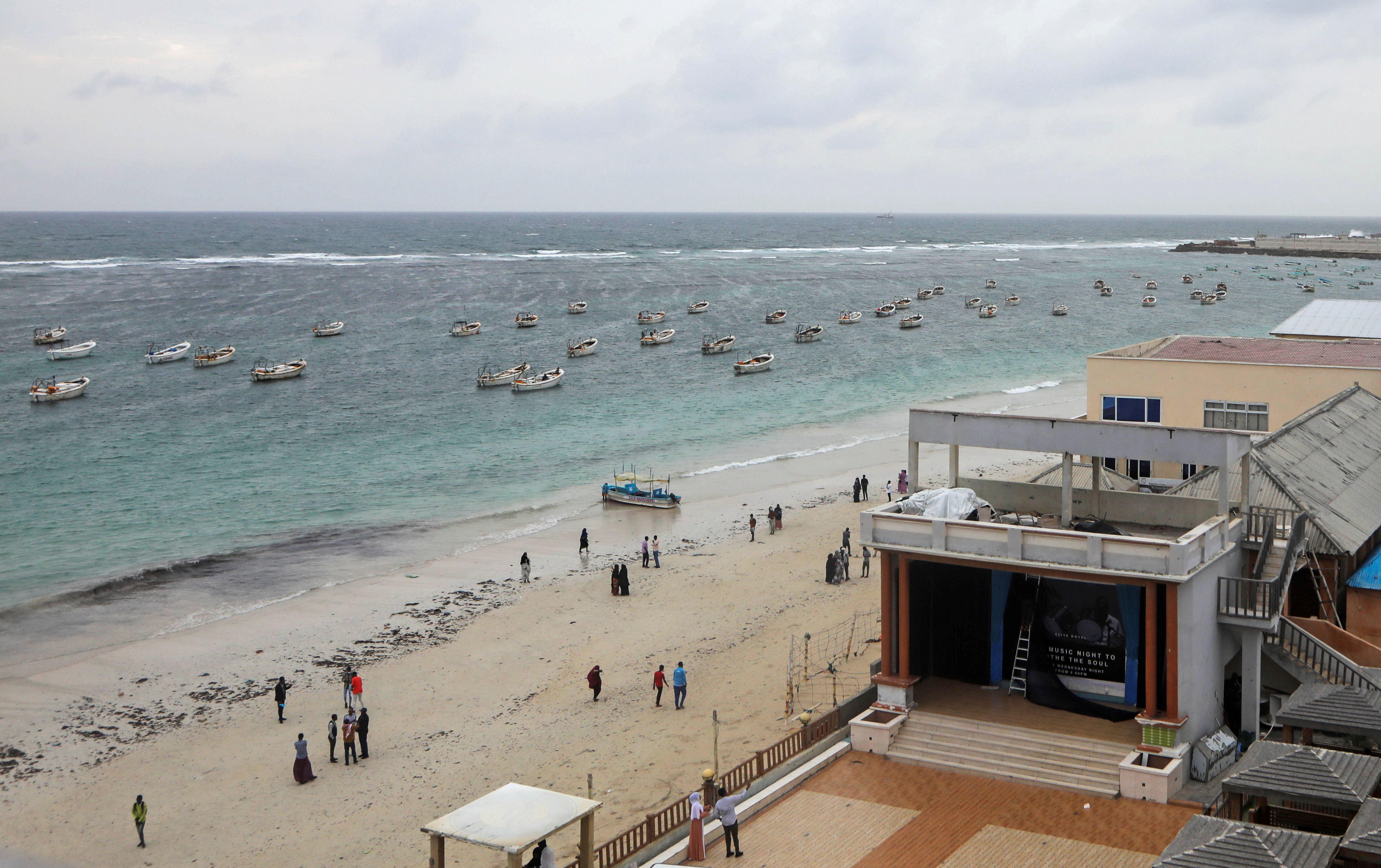 A general view of people on the Liido beach in Mogadishu, Somalia October 12, 2021. REUTERS/Feisal Omar