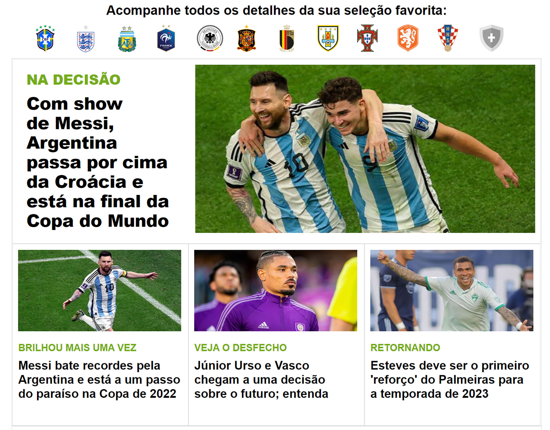 “Con show de Messi, Argentina supera a Croacia y está en la final del Mundial” (Lance!, Brasil)