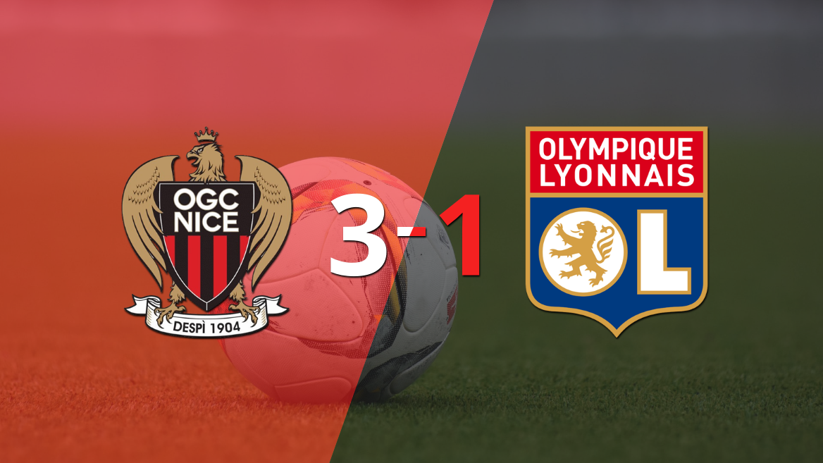 Con muchos goles, Nice derrotó 3-1 a Olympique Lyon