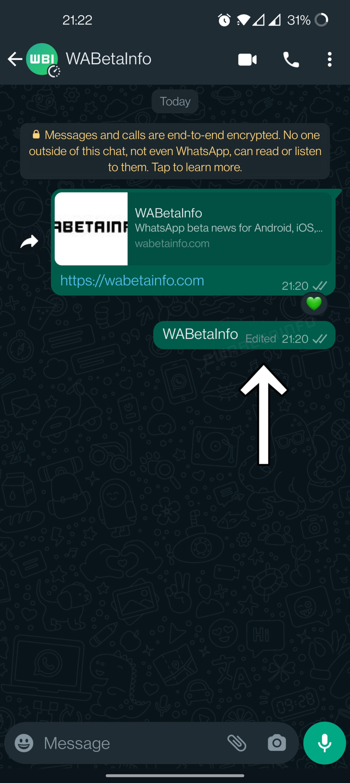 Editing messages in WhatsApp is available for the beta version of the application.  (WABetaAInfo)