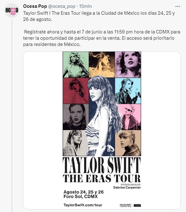 Taylor Swift En México, Todo Sobre “The Eras Tour 2023” - El Portal SLP