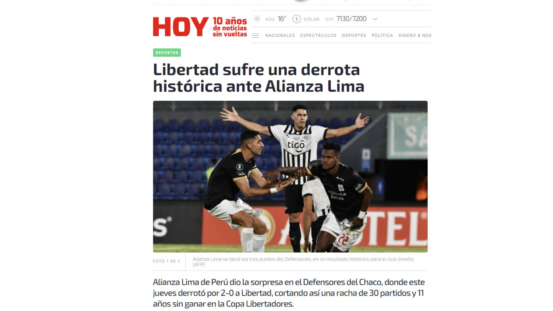 La Sorpresiva Reacción De La Prensa Paraguaya Tras La Victoria De Alianza Lima Ante Libertad Por 0156