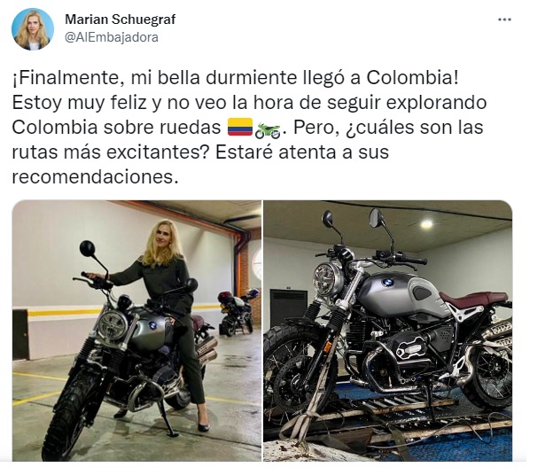 Embajadora De Alemania En Colombia Anunció Que Viajará Por El País En Su Moto Pidió